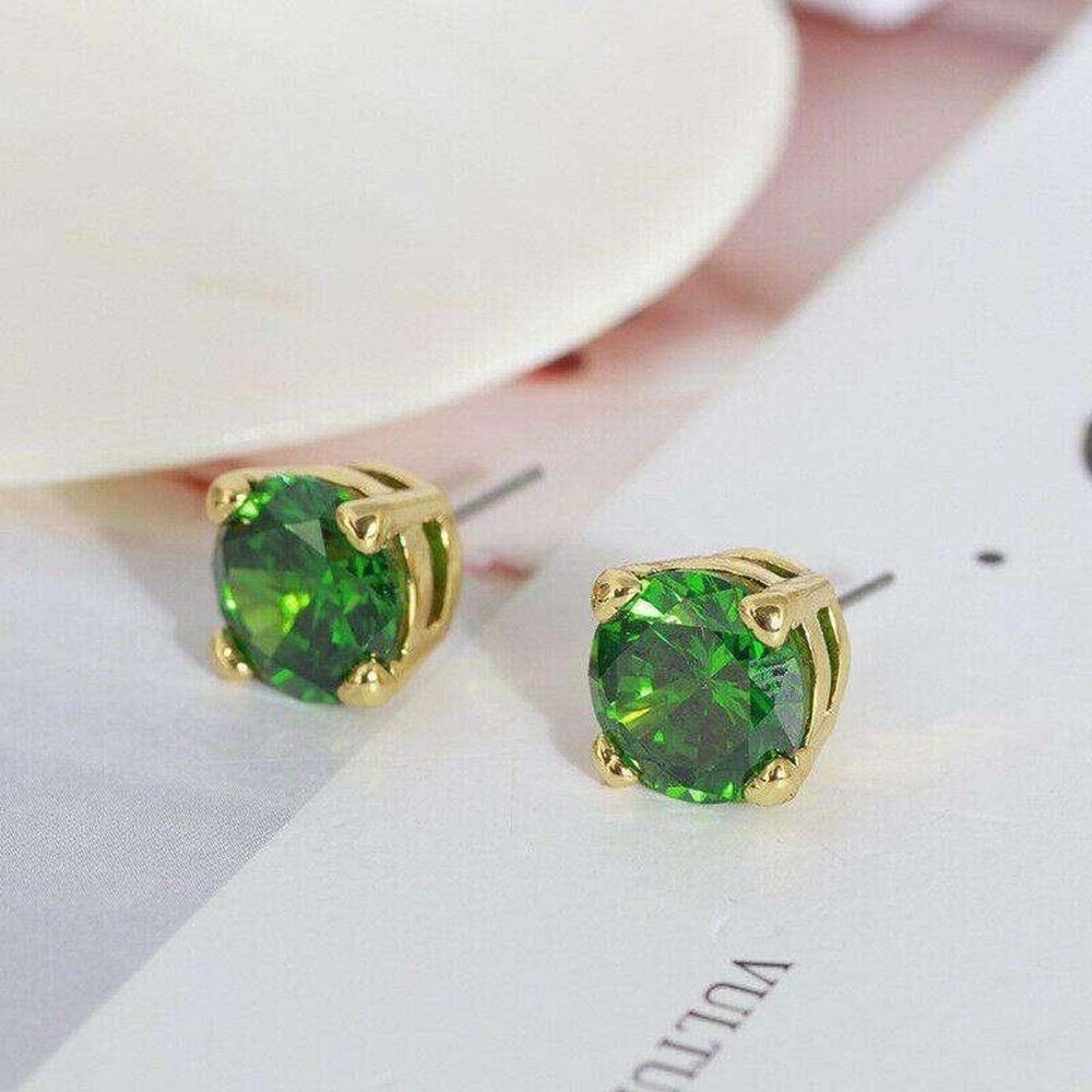 Kate Spade Green Crystal Cubic Zirconia Stud Earrings with Dust Bag - Picture 2 of 7